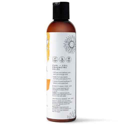 CIBU Curl + Coil Enhancing Gel?e - Curl Defining Gel for Curly Hair and Wavy Hair - Lightweight Gel with Argan, Jojoba and Sunflower Oil to Reduce Frizz and Hold your Style Longer - 8 ounces