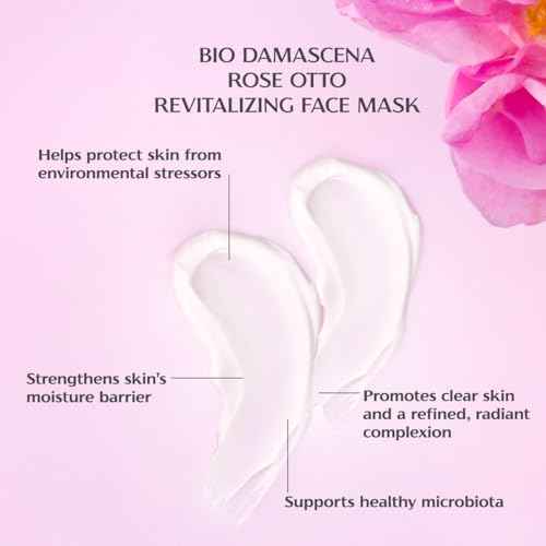 Alteya Organics Bio Damascena Revitalizing Face Mask with Bulgarian Rose Essential Oil (Rose Otto), Ectoin and Bisabolol - Certified Organic - 1.7 Fl Oz/50mL
