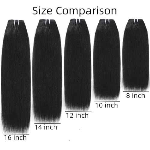 14 Inch Brazilian Straight Virgin Human Hair Extensions - 4 Bundles With Closure, 10A Unprocessed, 50g/Pcs, Natural Color (14 14 14 14 With 14 Closure)