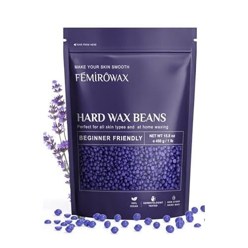 Wax Beads, 1lb Hard Wax Beans for Hair Removal Sensitive Skin with Lavender Formula Waxing Beads for Full Body Brazilian Bikini Face Eyebrow at Home Wax Refill for Women Men