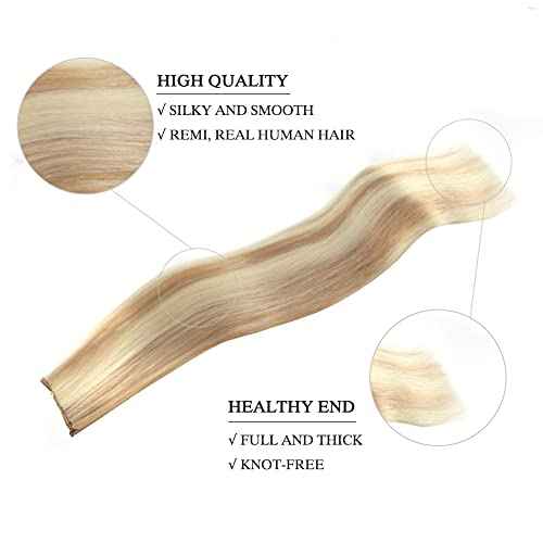Sassina Wire Human Hair Extensions, 16 Inch 100 Grams Highlight Dark Dirty Blonde Mixed with Ash Blonde Remy Wire Hair Extensions Real Human Hair with Miracle Wire Straight Hairpiece