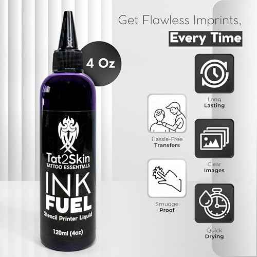 INKFUEL Stencil Printer Ink Refill, Compatible for Stencil Printers, Mess-Free Refilling, High-Definition Stencil Designs, Gentle on All Skin Types (120ml (4oz), Violet)