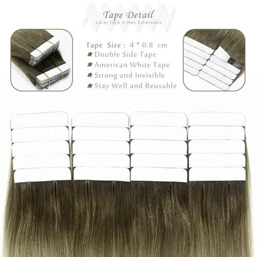 Lacer Natural Tape In Extensions Human Hair Light Ash Brown Roots Light Platinum Blonde Hair Extensions Straight Human Hair Tape In Extensions Skin Weft Tape Extensions Human Hair 16inch 40Pcs 100G