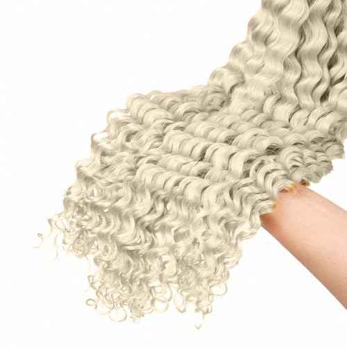 #88 Platinum Blonde Bundles Human Hair Water Wave Bundles 24 26 28 Inch 3 Bundle Unprocessed Brazilian Virgin Hair Platinum Blonde Water Wave Human Hair Extensions 50 Gram Per Bundle