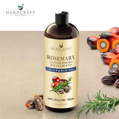 Handcraft Blends Rosemary Oil for Hair 8 Fl Oz | Nourishing Hair Oil | 100% Pure and Natural | Rosemary, Castor, Jojoba, and Batana Oils & Biotin