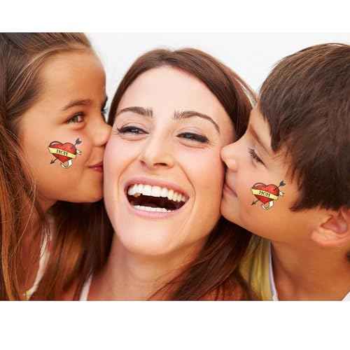Mom Heart Temporary Tattoo/Pack of 10 / Traditional Tattoo Style/Perfect For Mother's Day/Removable