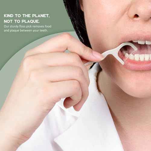 Floss Picks (300 Count) ? Plant Based Dental Floss Picks for Superior Oral Care, Dental Hygiene, and Gum Health, Cruelty Free Tooth Floss Picks Single Thread (Mint)