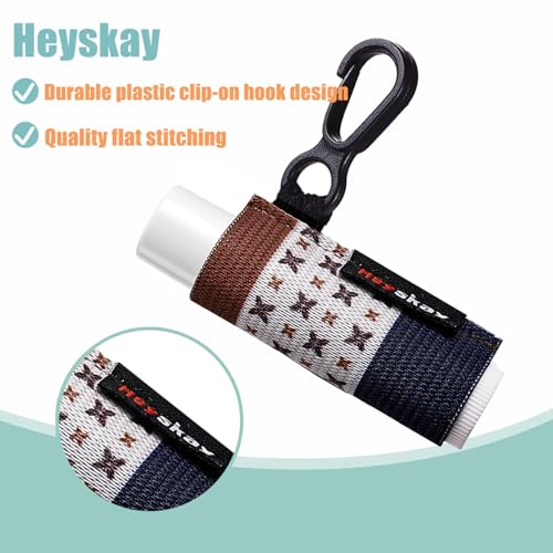 HEYSKAY 8PCS Lip Balm Keychain Holder Compatible with Chapstick, Stocking Stuffers Gifts Keychain Lip Gloss Holder Key Chain Lipstick Holder Sleeves(Classical Strap Patterns)