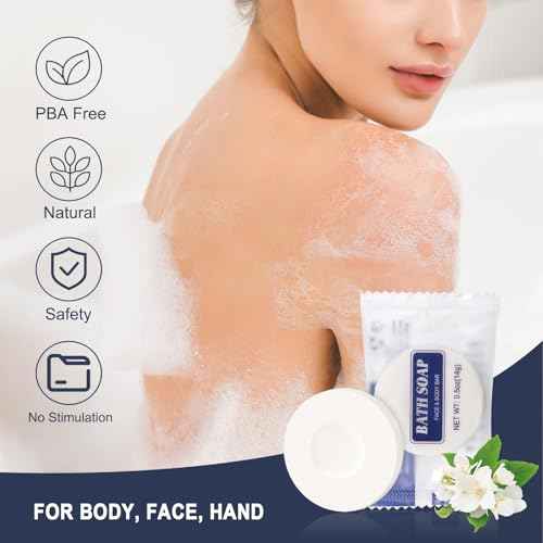 Bulk Bar Soap Round, 200 pcs Mini Soap Bars Bulk Individually Wrapped, 0.5 oz Travel Soap Small Hotel Soaps Travel Size Toiletries for Hotel Bathroom(Round)