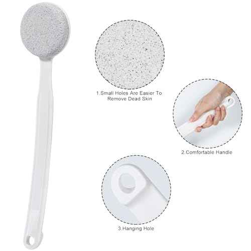 Pumice Stone for Feet with Long Handle 13.7", Hard Skin Callus Remover, Scrubber and Exfoliator for Dead Dry Skin, Softer & Smoother Feet, Pedicure Tool (Curved)