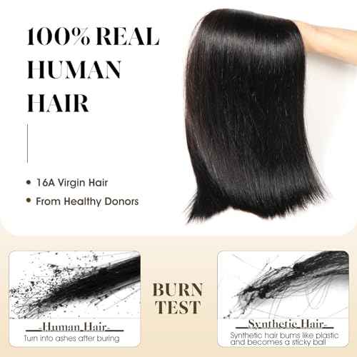 16A Brazilian Straight Human Hair Bundles | 34" Unprocessed Virgin Remy Hair Extensions | Single Bundle Raw Hair with Double Weft, No Shedding, Natural Black