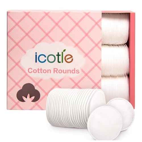 100% Pure Cotton Round Pads for Face (210), Lint-Free Makeup Remover Pads, Soft, Absorbent, Hypoallergenic, Multi-Layer Design for Cleansing, Skincare and Nail Polish Removal