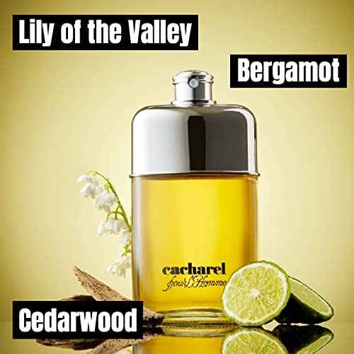 Cacharel Pour L'Homme Eau de Toilette Cologne for Men, Woody, Spicy and Floral Fragrance, Notes of Bergamot, Lily of the Valley Accord and Cedar Wood, Fresh Long Lasting Scent, 3.4 Fl Oz