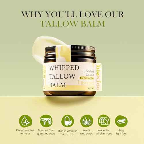 Organic Beef Tallow for Face, Grass Fed Tallow and Honey Balm with Raw Honey and Jojoba Oil for Sensitive and Dry Skin (2 Oz (Pack of 2), Unscented)