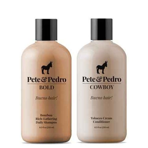 Pete & Pedro Bold & Cowboy Hair Care Daily Shampoo & Conditioner Set | Macho, Manly Bourbon& Tobacco Scent – Smells Incredible | Amazing Lather, Hydrates Hair | As Seen On Shark Tank, 8.5 oz. Each