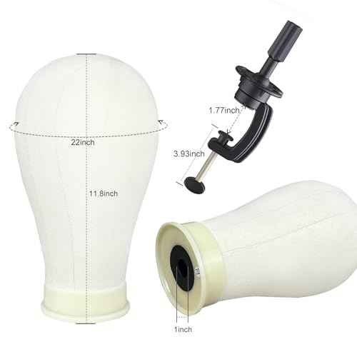 22 Inch Wig Head Mannequin Head for Wigs, Wig Stand with Head for Hair Styling Practice Display Wigs Making Tripod Stand with T Pins Set