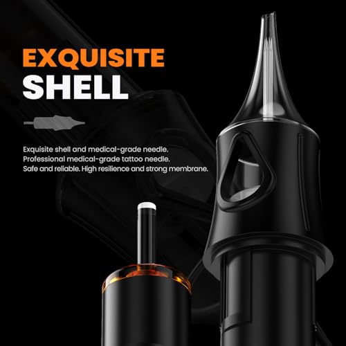 50 Assorted Tattoo Cartridge Needles Mixed Size #12 Standard Round Liner Shader Magnum - 5Pcs each of 5RL, 7RL, 9RL, 11RL, 5RS, 9RS, 15M1, 21M1, 15RM, 21RM Pro Disposable Tattoo Needles