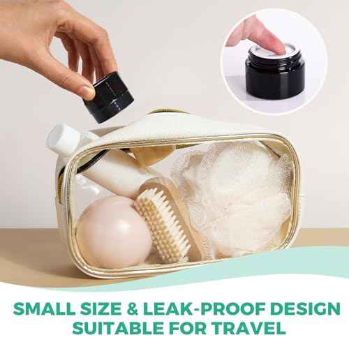 Jarsoph 1OZ Amber Glass Jars with lids, 36 Pack Empty Cosmetic Jars, Refillable Airtight Wide Mouth Container for DIY, Sample, Cream, Lotion, Candle Making, Powder, Cosmetic