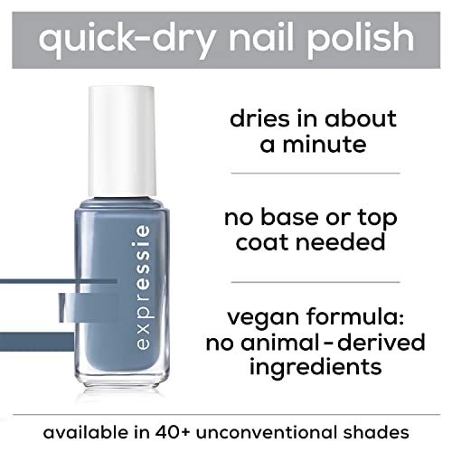 Essie expressie, Quick-Dry Nail Polish, 8-Free Vegan, Navy Blue, Left On Shred, 0.33 fl oz