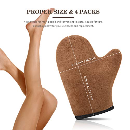 4 Packs Self Tanning Mitt Applicators Sunless Tanning Mittens Double Sided Self Tanning Gloves Reusable Tanner Applicator Mittens Brown Tanner Gloves with Thumb (Brown)