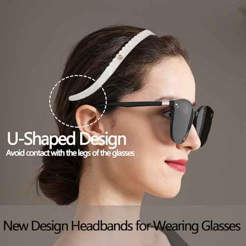 2 Pack Headbands Designed for Eyewear,Flex No Pressure,Non Slip Fashion Thin Hairbands for Womens Sisters Girls Gifts-White,Powder Blue