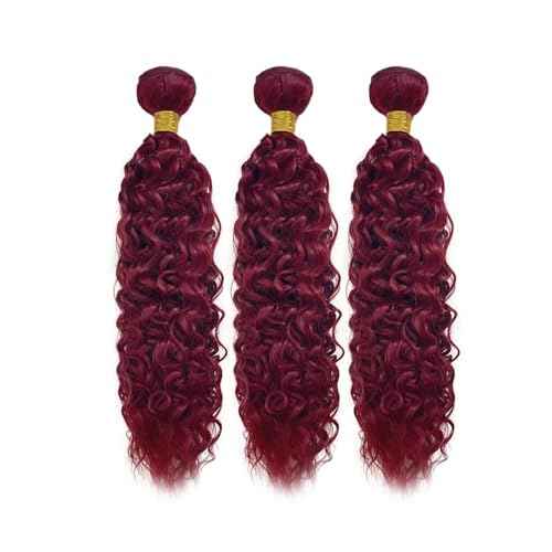 Augfst Brazilian Virgin Human Hair Bundles Burgundy 99J Water Wave Curly Human Hair Bundles 26 28 30 inch Unprocessed Brazilian Wine Red Quick Weave Hair for Black Women