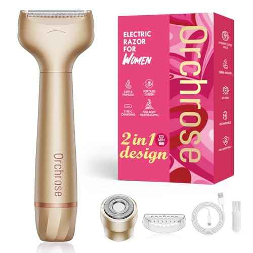 Orchrose Electric Razor for Women Body: Rechargeable Painless Electric Shaver for Bikini Face Body Legs Underarms - Portable for Travel
