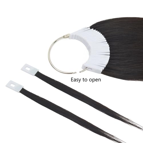 30 Pcs 8" Hair Swatches for Testing Color 100% Real Human Hair Level Swatches for Salon Training (Black)