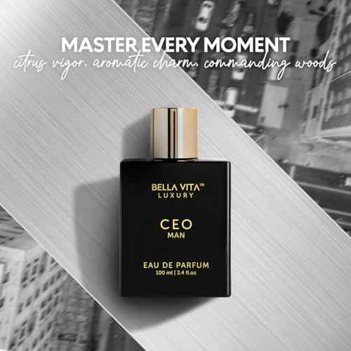 BellaVita Luxury CEO Man Perfume for Men (3.38 fl.oz) | Long-Lasting Men's Perfume with Lemon, Lavender, Tonka Vetiver & Moss Fragrance for Man | CEO Parfum for Men | Vegan & Cruelty-Free Fragrance