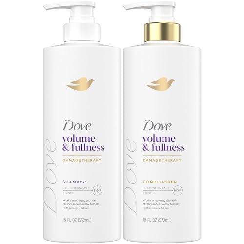 Dove Shampoo and Conditioner Set, Volume & Fullness ? Daily Volumizing Hair Care Formula Infused with Collagen, 18 Oz Ea