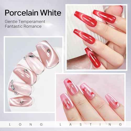 MIZHSE Cat Eye Gel Nail Polish 20 Colors, Ceramic Magnetic Gel Polish Set with Magnet Stick, Trendy Colors Cateye Effect Soak Off Nail Art Salon Home DIY Gift for Women