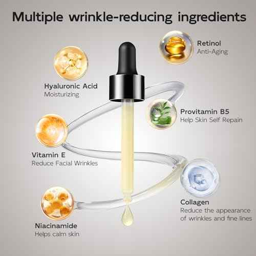 Retinol Serum for Face, Anti Aging & Anti Wrinkle B5 Resurfacing Retinol Serum with Niacinamide, Collagen & Hyaluronic Acid, Smooths Wrinkles & Fine Lines, Dark Spot Corrector, Brighten Dullness