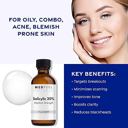 MedPeel Salicylic Acid 20% Essential Peel Kit, Includes Peel, Prep, Neutralizer, Medium Strength Professional Grade Chemical Face Peel for all Skin Tones, 1oz/30ml (Kit of 3)