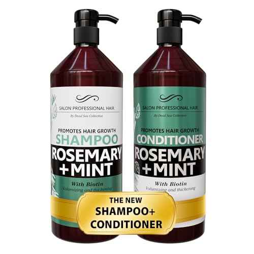 Dead Sea Collection Shampoo and Conditioner Set for Strengthening and Volume - Pure Dead Sea Minerals, Rosemary and Mint ? Hair Care - Nutrition, Repair and Shine - Pack of 2 (33.8 & 30.6 Fl. Oz)
