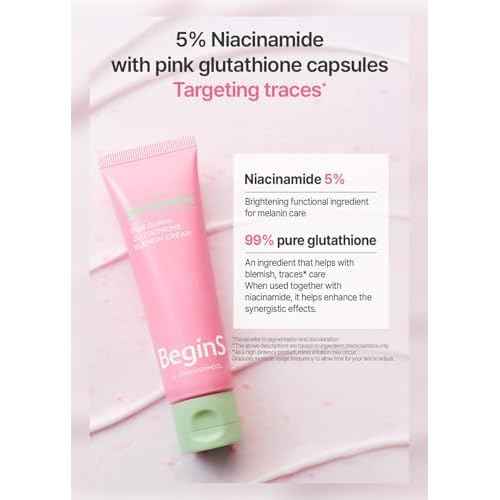 Pink Guava Glutathione Blemish Cream 1.7 Fl Oz, Facial Moisturizer with 99% Pure Glutathione, Niacinamide and Vitamin C, Lightweight Hydration, Korean Skincare for Daily Use