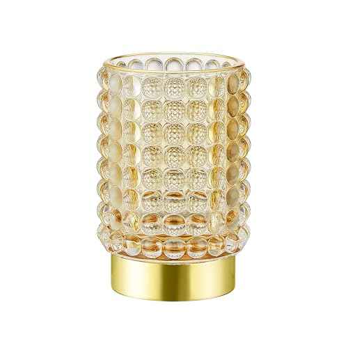 Makeup Brush Holder Organizer,Toothbrush Holders,Desk Pen Pencil Holder,Multifunctional Vintage Glass Brush Cup(A38-3-US/Gold/L)