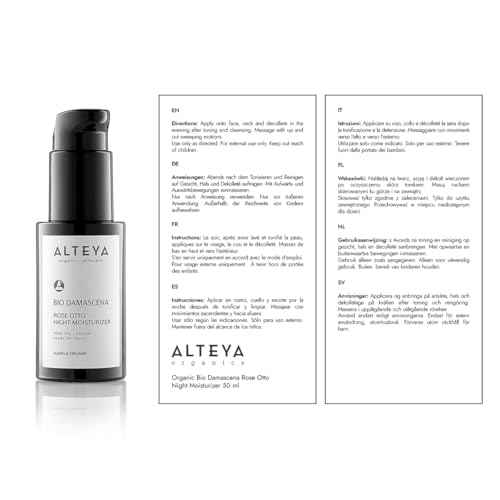 Alteya Organics Night Moisturizer Certified Organic Skin Care 1.7 Fl Oz/50 mL Bio Damascena Award-Winning Face Cream With Organic Bulgarian Rose Oil Hydrating, Toning and Rejuvenating