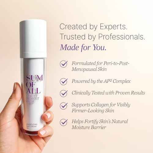 Sum Of All Energizing Day Cream Tx for Face with Vitamin C and E, Pea Complex, Hydrating, Lightweight, Daily Facial Moisturizer, Fragrance-Free, Menopause Skincare for Women, 1.7 fl oz