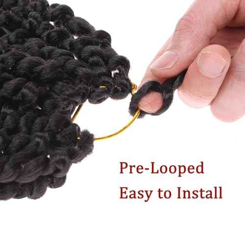 Xtrend 8 Packs Passion Twist Crochet Hair 10 Inch Pre Twisted Natural Black Passion Twist Hair,Pre-looped Crochet Braids Hair For Women Bohemian Synthetic Passion Braiding Hair Extension (8packs, 1B#)