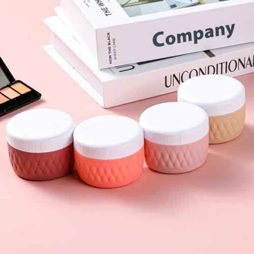 Travel Containers for Toiletries, Silicone Cream Jars BPA-Free, TSA Approved 3oz Travel Size Containers, Leak-proof Silicone Jars with Lid for Cosmetic Face Hand Body Cream (4 Pack)