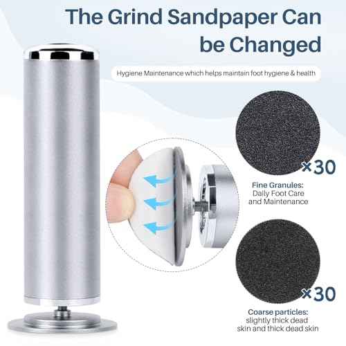 Electric Foot File Remover Callus: Profesional Pedicure Tool for Foot Sander - Summer Adjustable Speed Feet File Grinder for Skin and Calluses - 60 Pcs Replacement Sandpaper Disk for Home Spa Salon