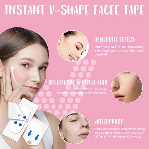 Face Lift Tape Invisible + Neck Tape Lifting Invisible ? Face Tape for Cheeks, Jawline & Eyebrows, Instant Anti-Wrinkle Lift, Hollywood Secret (black2)