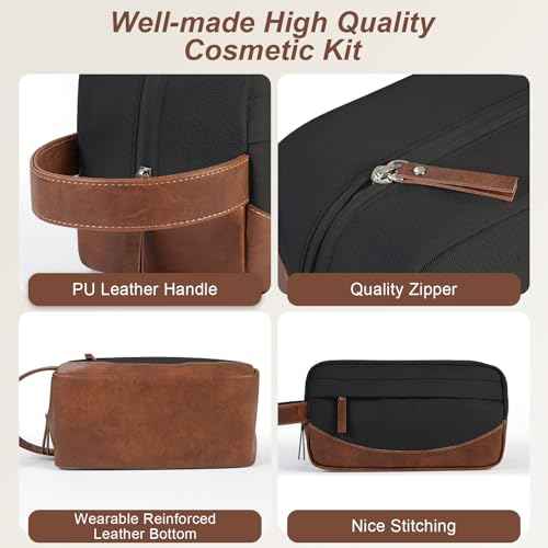 Travel Toiletry Bag for Men, Hanging Toiletry Organizer, Water Resistant Shaving Kit with Large Capacity for Travel Accessories (Black, Large)