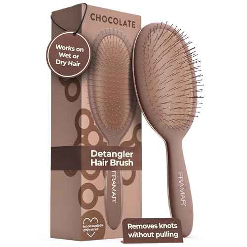 FRAMAR Chocolate Hair Brush Detangler ? Wet Hair Brushes For Women, Womens Hair Brush, Hair Accessories, Hairbrush For Women, Cepillos Para Cabello, Reduces Breakage ? Detangle Brush