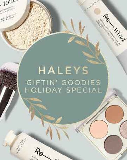 HALEYS 3pc Makeup Tools Set: Kabuki Brush, Powder Brush, Re-mix Sponge, Soft, Streak-free, Perfect Blending, Buff, Blurs, Smooths, For liquid, cream, powder, skincare, Cruelty-free, Sustainable Wood