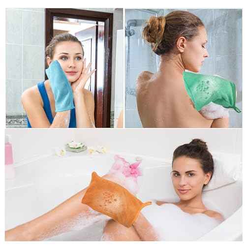 PHOGARY 5 Pack Microfiber Face Cloths, 6"x8" Fast Drying Bath Mitts Washcloth, Super Absorbent Soft Lightweight Towel Body Facial Cloths Small Wash Mitt for Travel Showering Washing Face