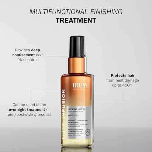 TRUSS Nutri Infusion Hair Oil for Damaged Hair - Hydrating, Anti-Frizz Finishing Oil - Provides Deep Nourishment, Heat Protection and Shine (2 fl oz)