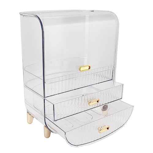 Eujgoov Makeup Storage Organizer with Drawers & Lid, Cosmetic Case for Countertop Bathroom ? Ideal Gift for Women