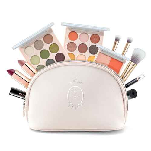 Color Nymph All In One Makeup Kit For Teens Girls | Starter Make up Set With Cosmetics Bag | Included Eyeshadow Blush Lipstick Lip Pencil Eye Pencil Brush Mascara | Travel Makeup Bag Design£¨ White £©