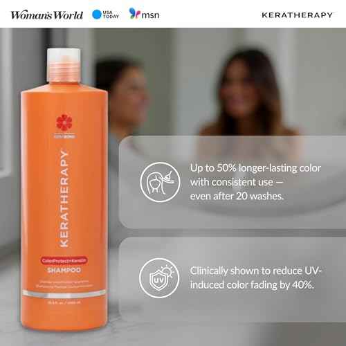 KERATHERAPY Keratin Infused Color Protect Shampoo, 33.8 fl. oz., 1000 ml - Gluten Free Color Protecting Shampoo for Color Treated Hair with Kerabond Technology, Red Raspberry Oil, Omega 3 & 6